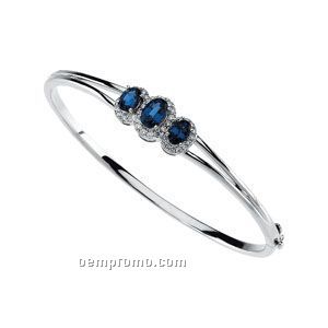 14kw Genuine Blue Sapphire And 1/2 Ct Tw Diamond Bracelet