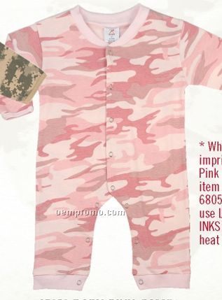 Baby Pink Camouflage Long Sleeve Infant Romper