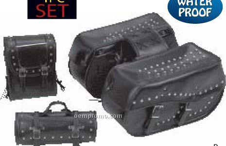 Diamond Plate 4 PC Heavy-duty Waterproof Pvc Black Motorcycle Luggage Set