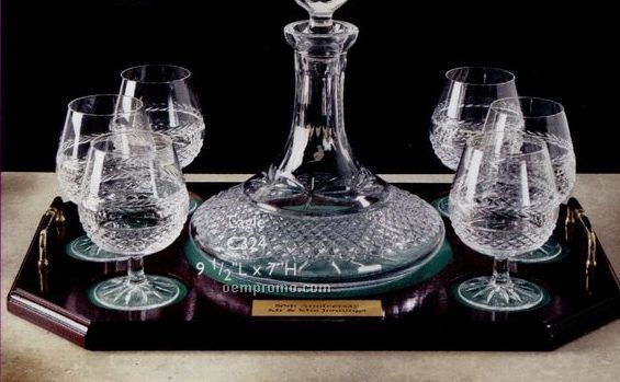 Gallaway Crystal Irish Hand Crafted Ship Decanter & Brandy Set