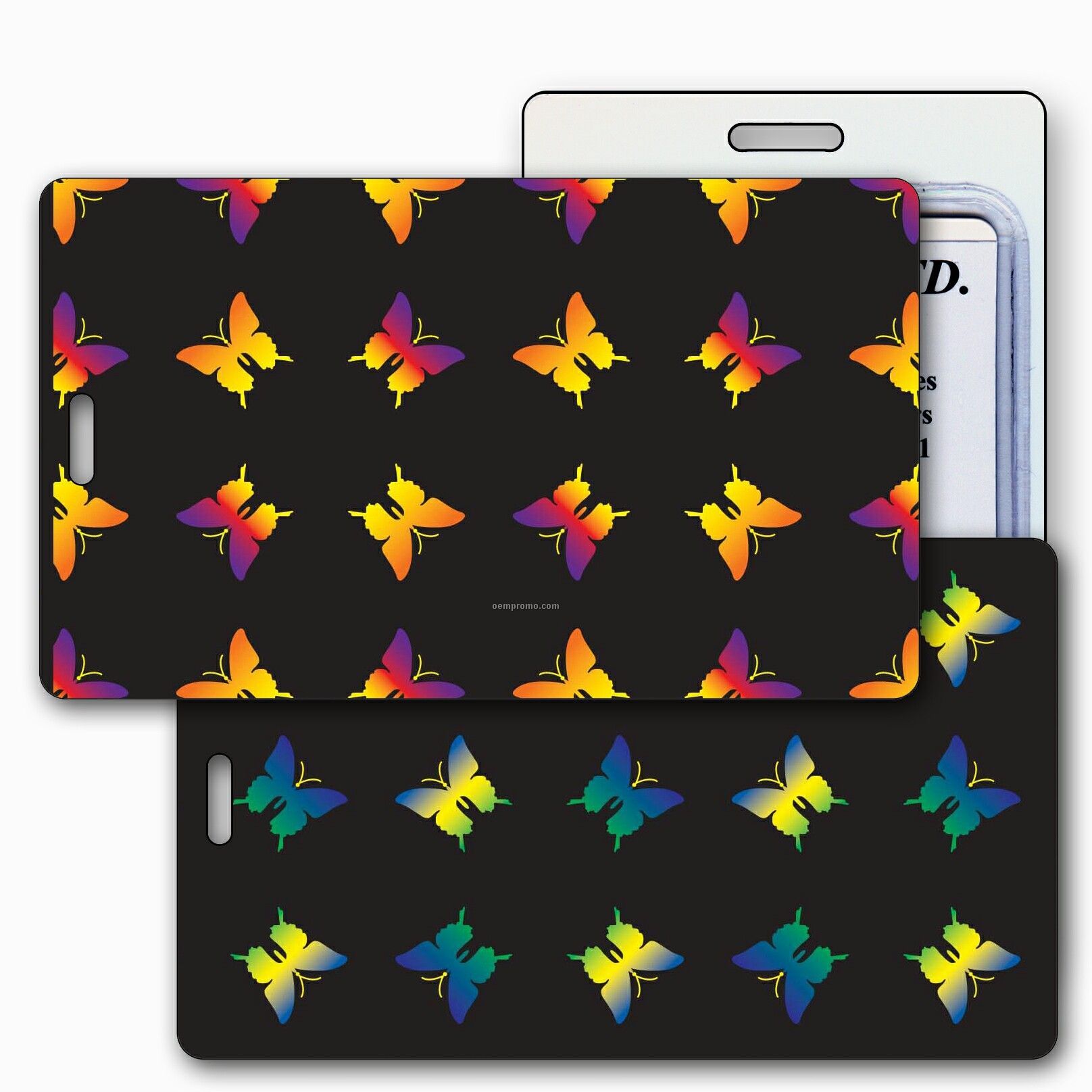 Lenticular Luggage Tags Change Color (Black Rainbow Butterflies)