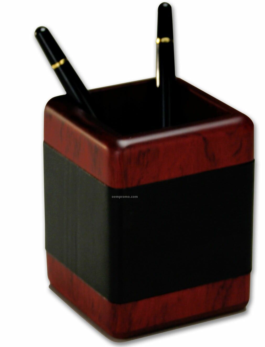 Rosewood Wood & Leather Pencil Cup