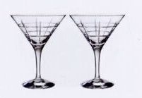 Street Crystal 2-piece Martini Glass Set W/ Manhattan Street Grid