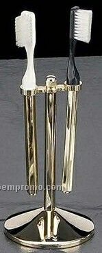 2 Toothbrushes W/ Gold Plated Stand
