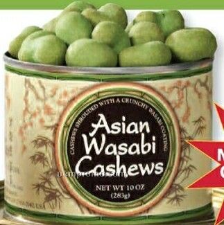 Asian Wasabi Cashews Tin W/ Custom Label 7 Oz.