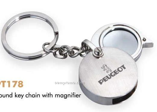 Round Key Chain W/ Magnifier (1-1/2"X4"X1/2")