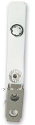 White Strap Badge Fastener W/ Metal Clip