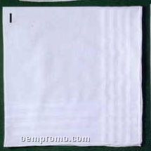 19" Men's Hand Rolled Handkerchief With 4 Stripe Border