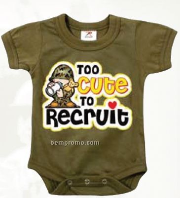 Infant Olive Drab Green Too Cute To Recruit Creeper