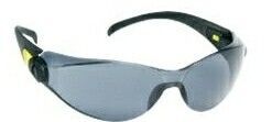 Sporty Single Lens Safety Glasses W/ Gray Lens & Black Frame