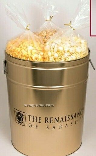 6 1/2 Gallon, 3 Way Popcorn Tin (Butter, Cheese And White Cheddar)