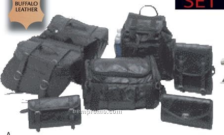Diamond Plate 7 PC Rock Design Gen. Buffalo Leather Motorcycle Luggage Set
