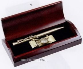 Golfer's Pen And Money Clip Gift Set