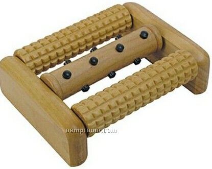 Wooden Three Roller Foot Massager W/ Magnets