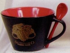 16 Oz. Hilo Spooner Mugs W/Spoons In Red In & Black Matte Out