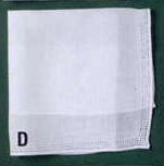 12" Ladies White Linen Handkerchief With 2 Tone Quadruple Stitch Border