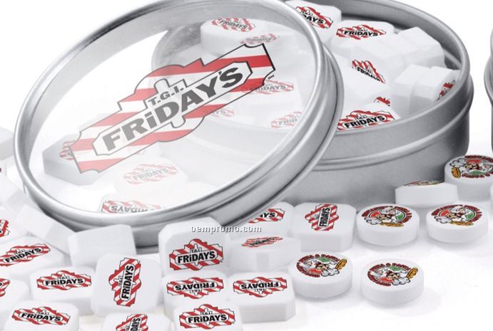 46 G. Picture Mints In Round Window Tin