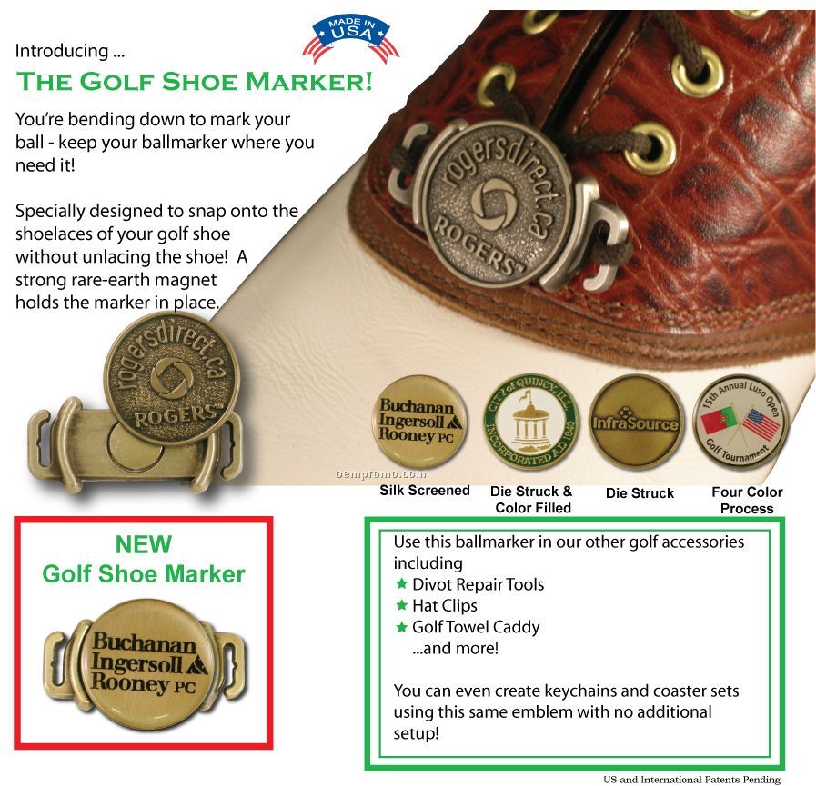 Golf Shoe Marker (1") With Silk Screened Ballmarker