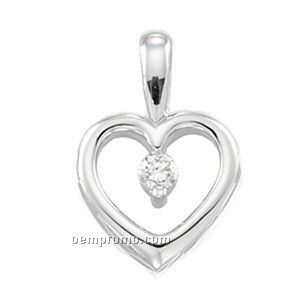 Ladies' 14kw .07 Ct Tw Diamond Round Heart Pendant