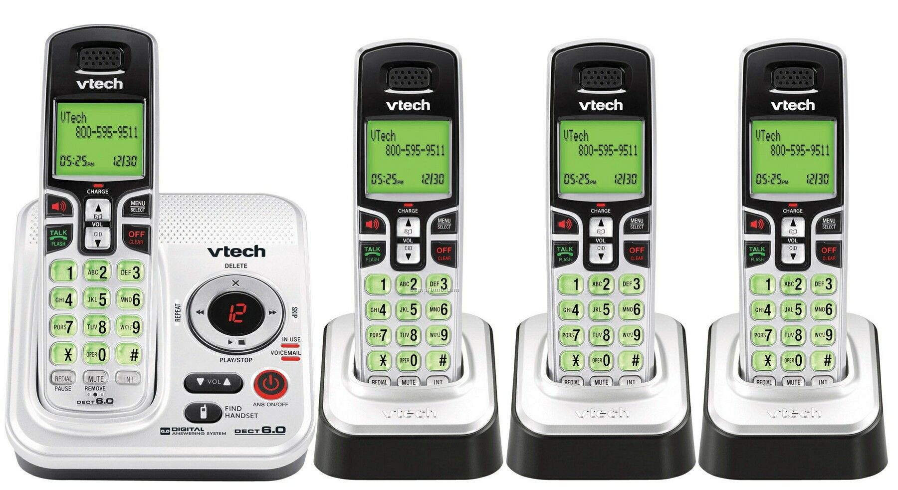 Vtech Expandable Dect 6.0 Cordless Phone System W/ 4 Handsets