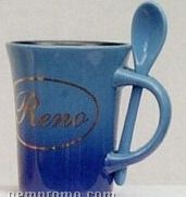10 Oz. Spooner Mug W/Spoons In Black In & Ocean Blue Fade Out