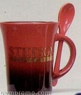 10 Oz. Spooner Mug W/Spoons In Black In & Red Fade Out