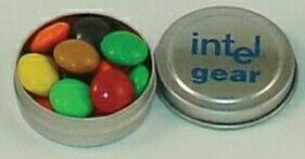 Silver Pocket Tin Filled With M&Ms (1 1/2"X1/2")