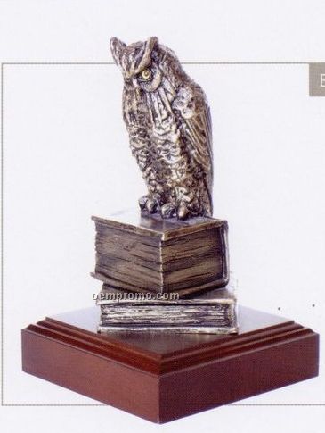Wisdom Owl On Books Sculpture (8.5")