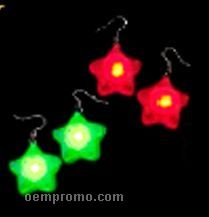 Blank Green & Red Christmas Stars Flashing Earrings