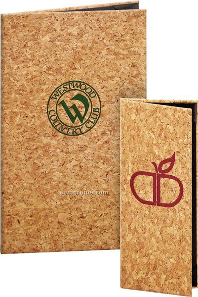 Cork Padded Menu Cover - 2 View (4-1/4"X11")