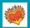 Stock Temporary Tattoo - Flaming Heart (1.5"X1.5")