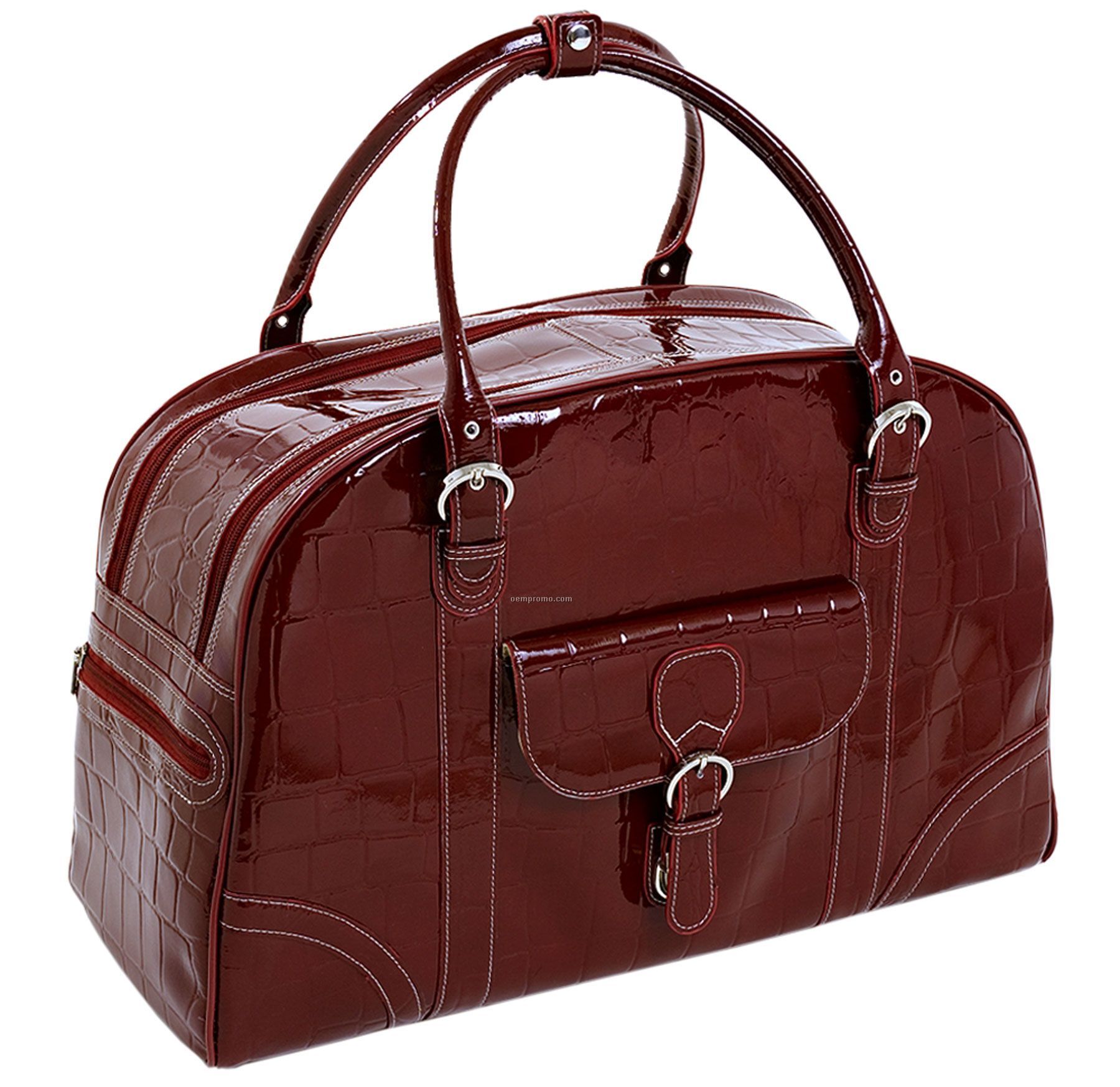 Buranco, Leather Ladies' Duffel Bag - Cherry Red
