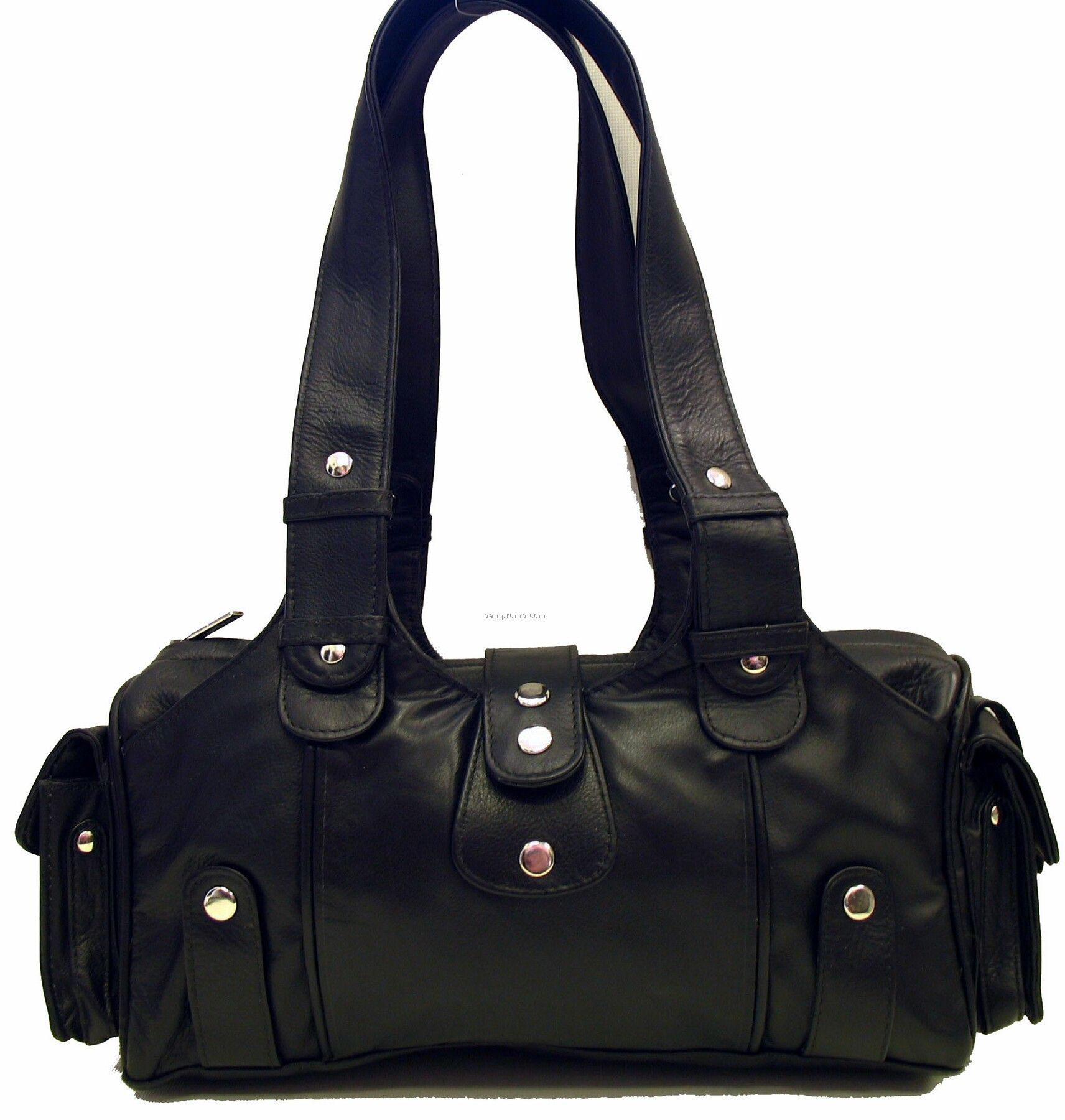 Heather Cowhide Leather 2 Strap Bag W/ 2 Side Pocket