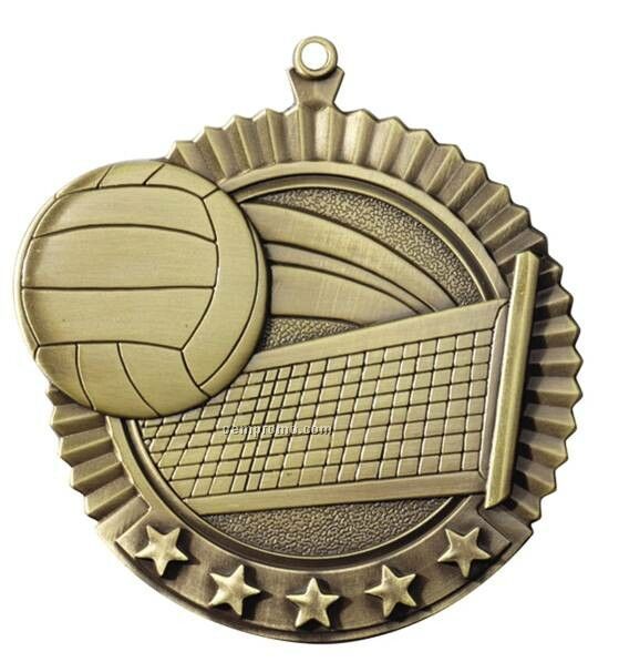 Medal, "Volleyball" Star - 2-3/4" Dia
