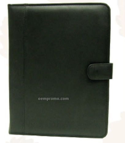 Black Cowhide Letter Size Folder W/ Pad