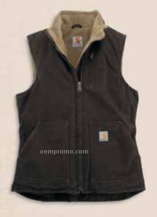 Carhartt Women's Sandstone Mock-neck Sherpa Lined Vest