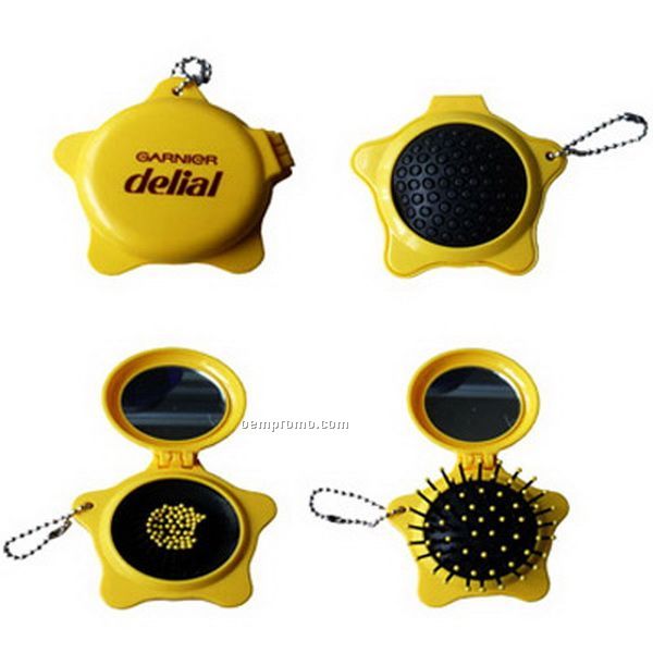 Star Shaped Mirror And Comb Keychain