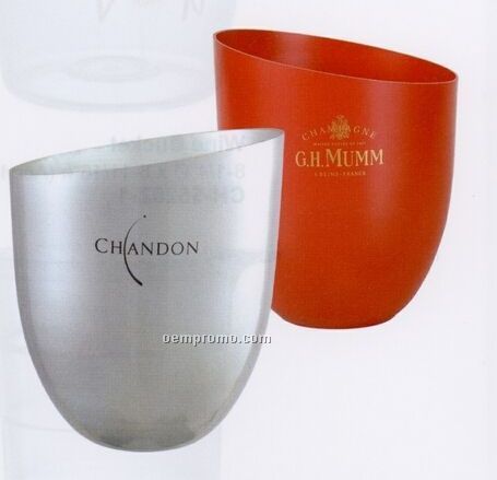 Aluminum Slope Wine Ice Bucket With Rounded Bottom (Silver Or Red)
