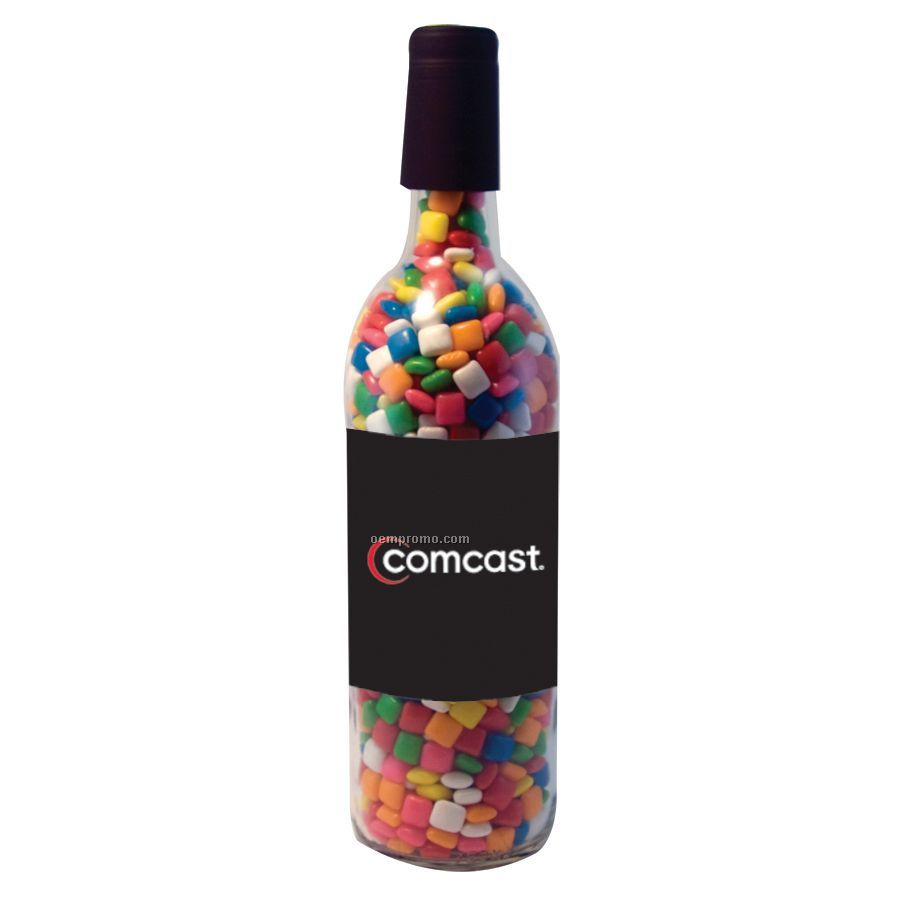 Candy Filled Glass Wine Bottle With Gum