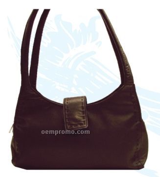 Ladies Dark Brown Samantha 2 Handle Bag W/ Lacing Trim