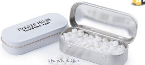 Rounded Rectangular Tin Filled With Sugar Free Mint