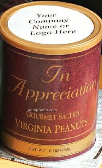 "In Appreciation" Labeled Tin W/ Salted Virginia Peanuts