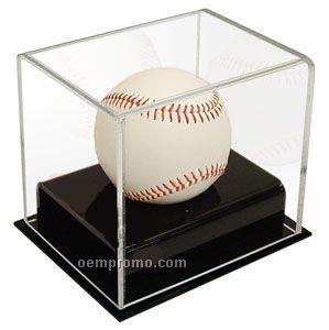 Baseball Acrylic Cube With Black Acrylic Base Display Case