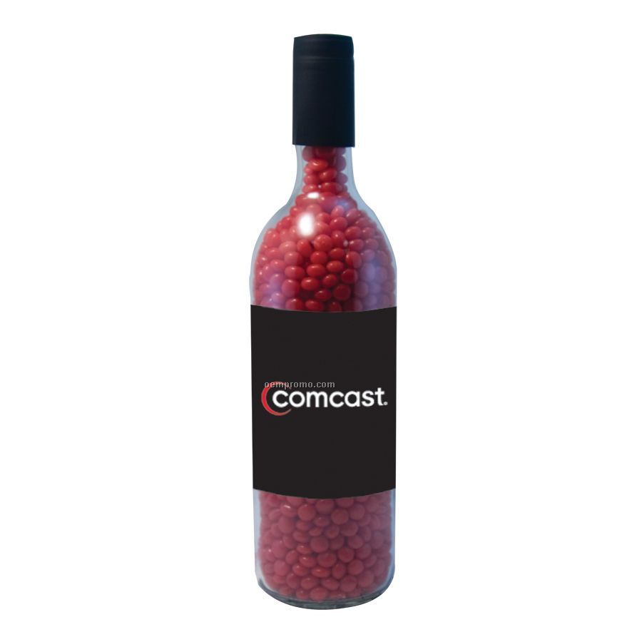 Candy Filled Glass Wine Bottle With Red Hots Candy
