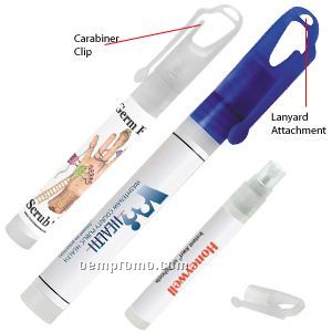 10 Ml. Alcohol Free Hand Sanitizer Spray Bottle W/ Carabiner Clip