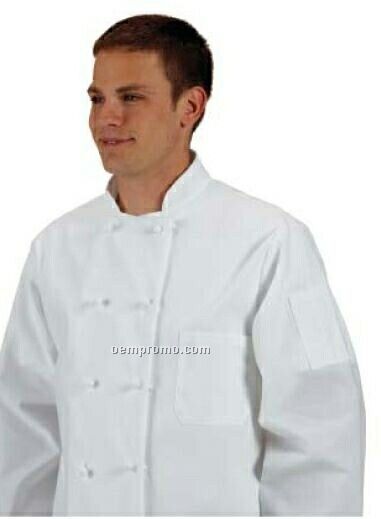 Basic Chef Coat W/ Cloth Knot Buttons - White (5x-7xl)