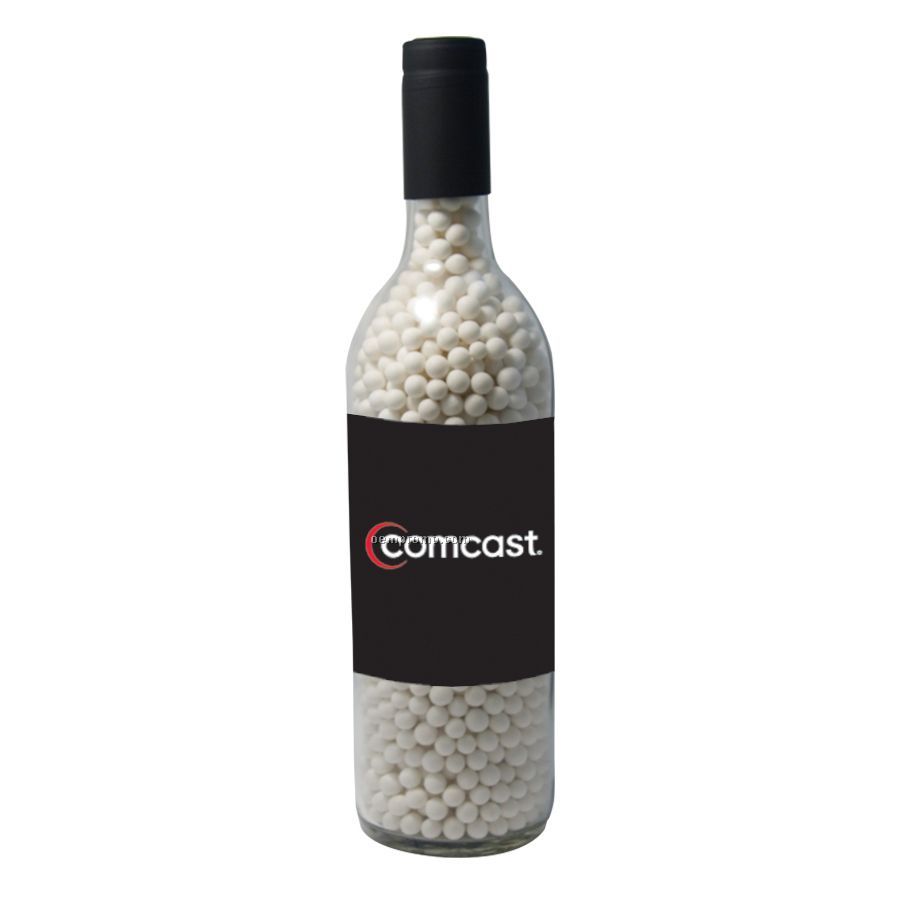 Candy Filled Glass Wine Bottle With Signature Peppermints