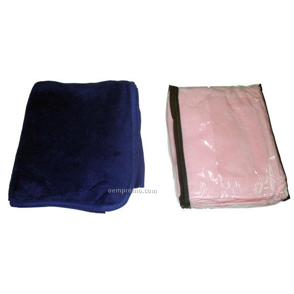 Micor Coral Fleece Blankets W/ Vinyl Zipper Bag / 60"X50"