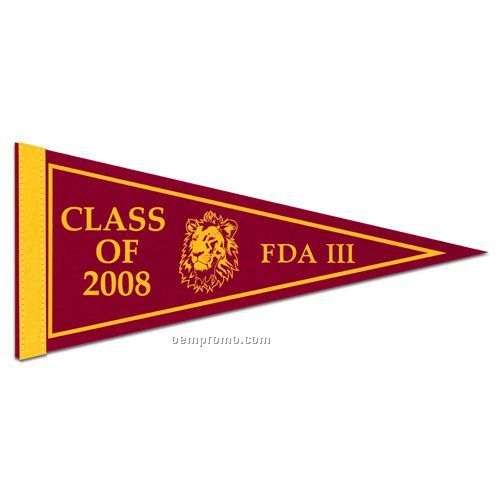 8" X 18" Colored Felt Pennant With 1" Sewn Strip