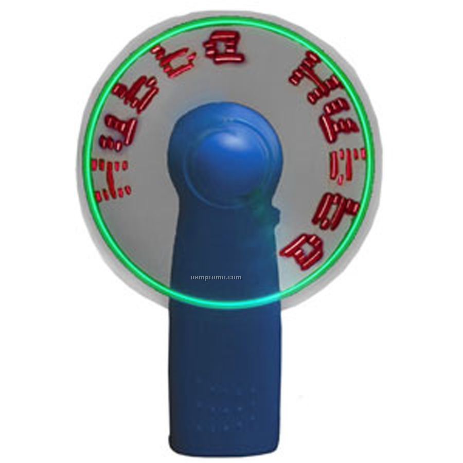 Blue Light Up Fan With 7 Red LED Message